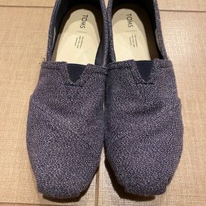 TOMS Slip On Shoes Alpargata Blue Speckled Solid Back ~ Size 11 Womens